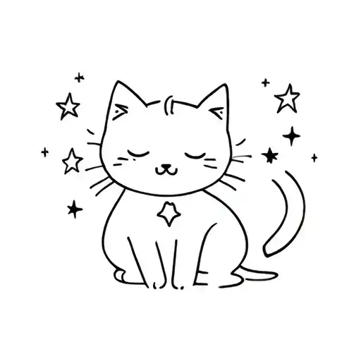 Cute Cat And Stars