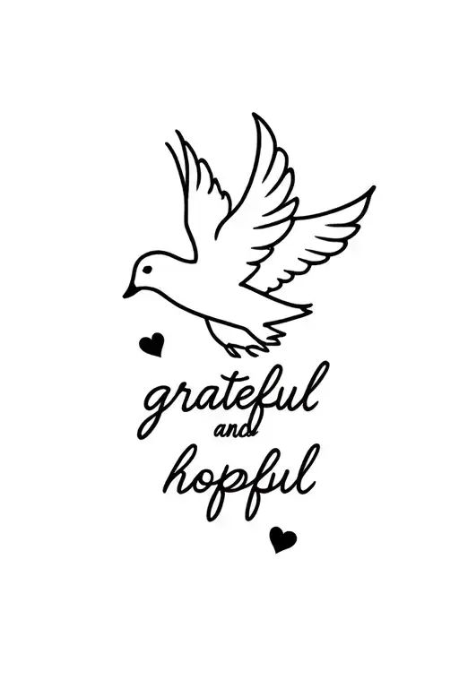 Grateful And Hopeful With Dove And Hearts