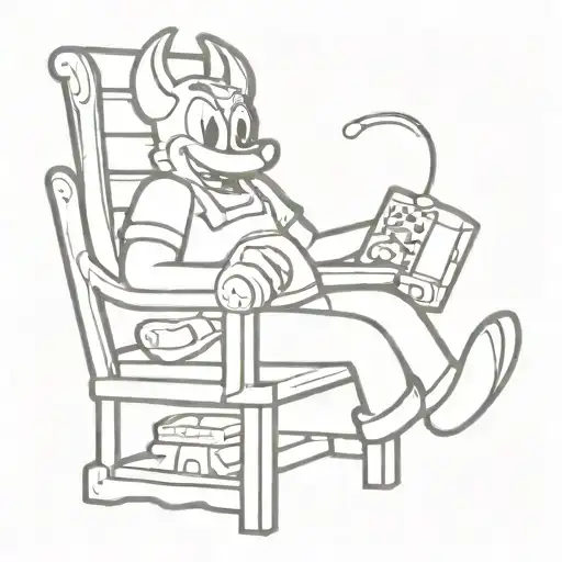 Cuphead Devil Playing Slot Machines Sitting On A Chair