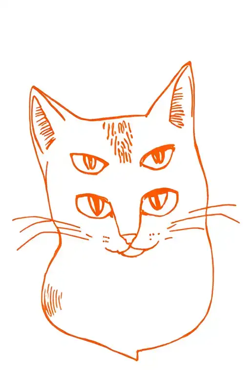 Discreet Orange Cat Tattoo Emo Sketch Style