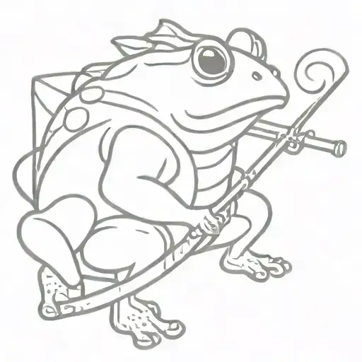 Samurai Toad Smoking A Pipe