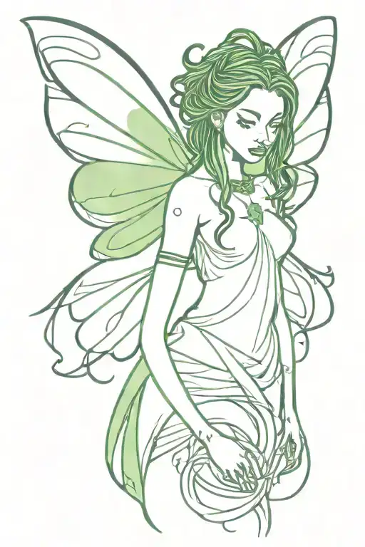 Black Fairy With Dreadlocks And Green Wings
