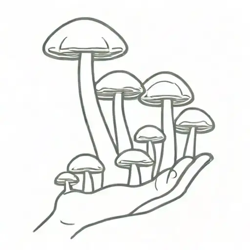 Mushrooms Family Holding Hands