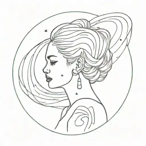 A Girl With The Galaxy As Her Hair Tattoo Holding Open