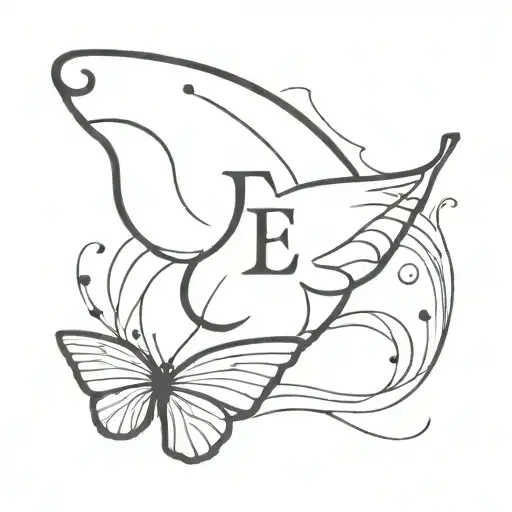 Letter E And Butterfly Wings