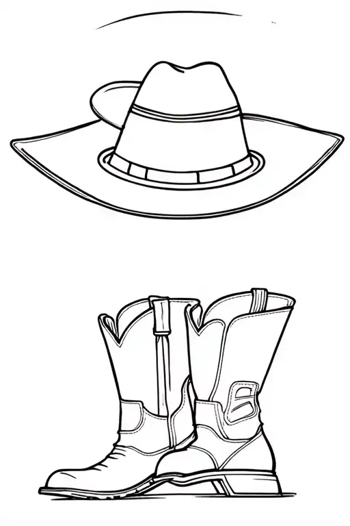 Halo Above A Cowboy Hat On Top Of A Pair Of Boots