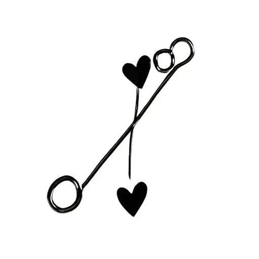 Safety Pin With 4 Hearts Pinned Shut