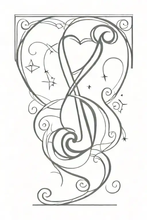 A Treble Clef With A Heart A Dancer And A 7-Pointed Star