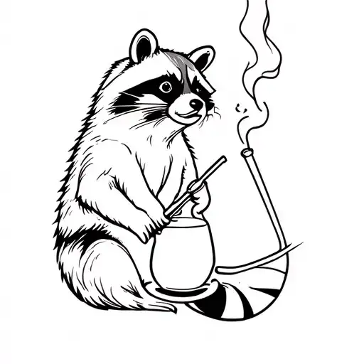 A Raccoon Smoking A Bong