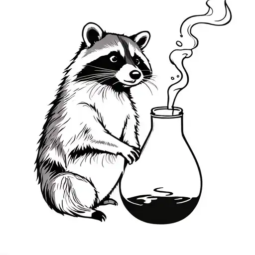 A Raccoon Smoking A Bong