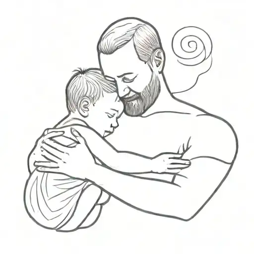 Newborn With Father Holding In The Arms