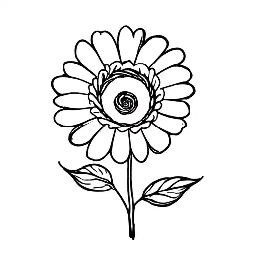 Flower Growing With Spiral Center Representing Growth Sketch