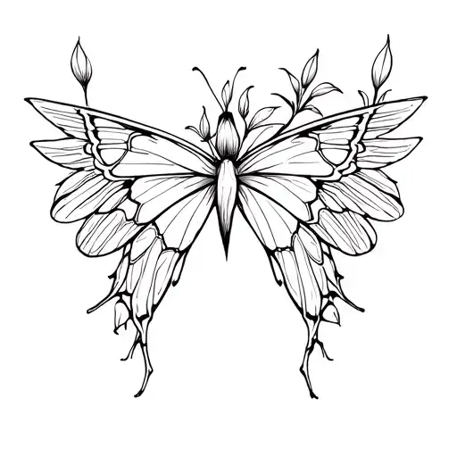 Lunamoth With Lily Flowers In The Wings