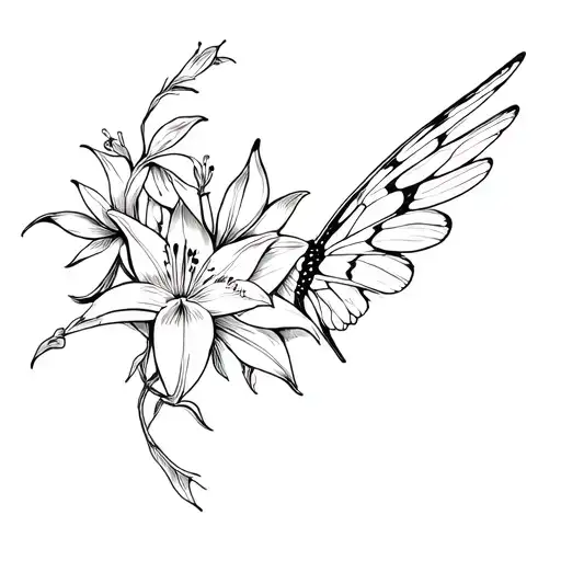 Lunamoth With Lily Flowers In The Wings