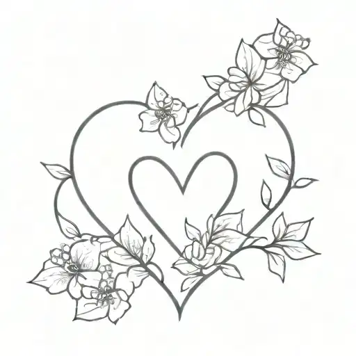 Heart Outline Small Flowers
