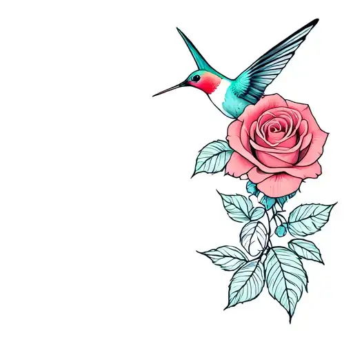 Roses And Hummingbird
