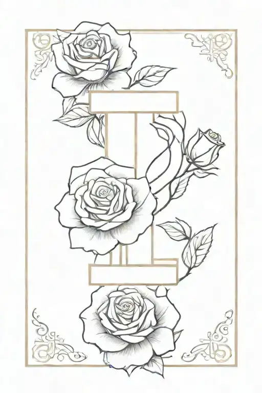 Numeral Number 12 N Roses Minimal