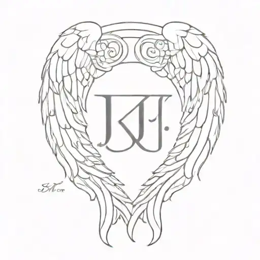 Angel Wings And Initials Jp