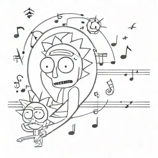 Rick And Morty Music Notes Floating