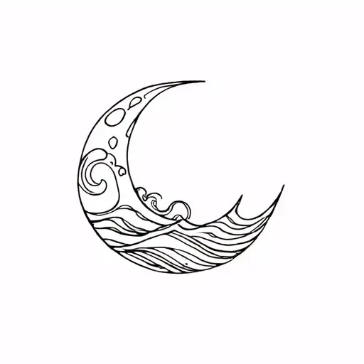 Moon And Waves