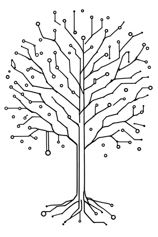 Minimalist Tree Drawn In The Style Of Electronic Circuits