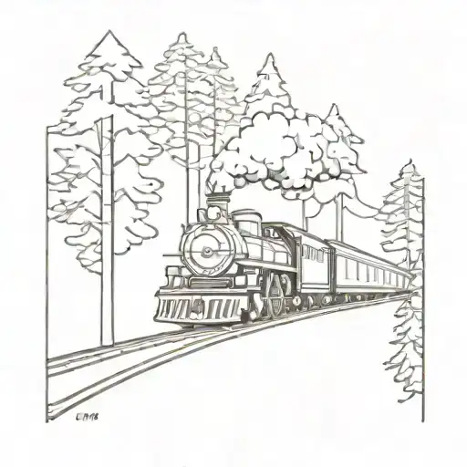 Steam Train In Redwood Trees