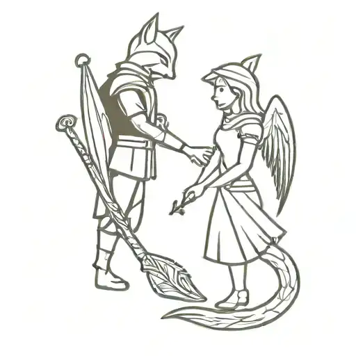 Small Matching Tattoo For Boyfriend And Girlfriend That Is Based On Robin Hood And Marian