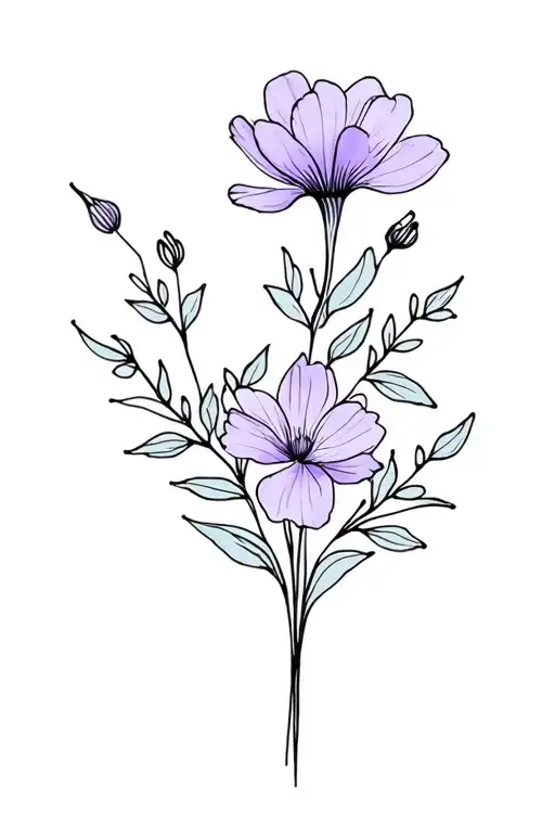 Violet Flower And Lelie Flower Bouquet