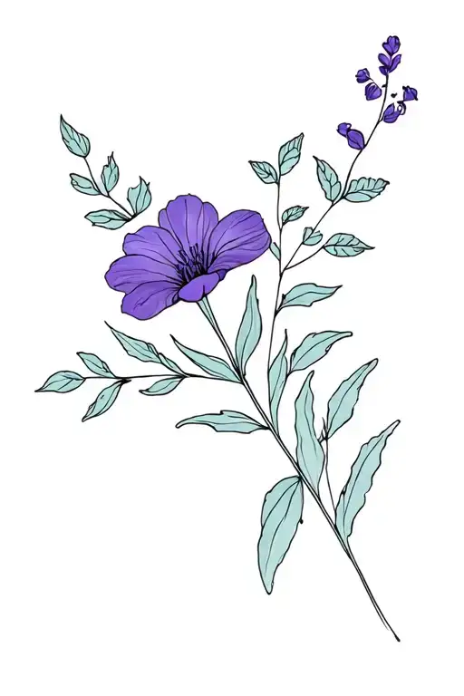 Violet Flower And Lelie Flower Blooming