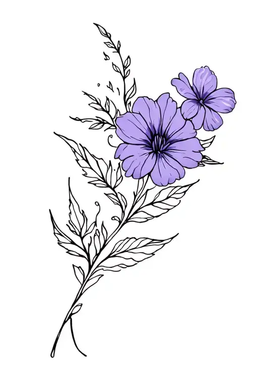 Violet Flower And Lelie Flower