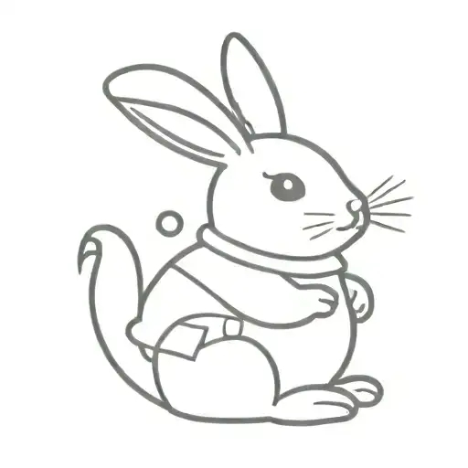 A Girly Themed Tattoo Featuring A Patchwork Style Stuffed-toy Rabbit Holding A Rubber Ducky