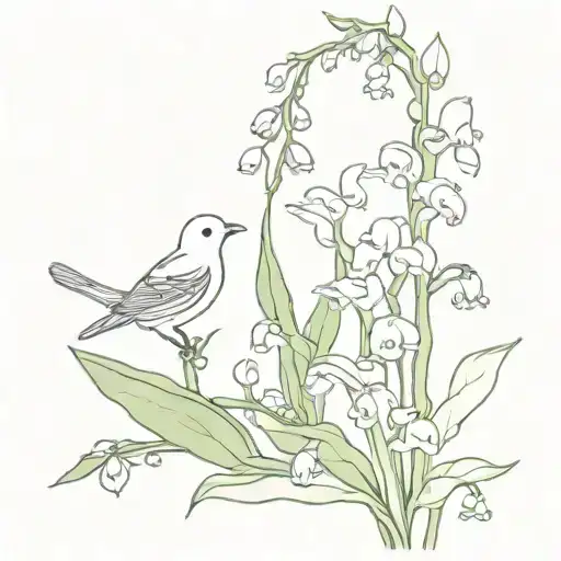 Lily Of The Valley And Sparrow Tattoo