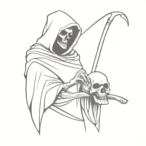 Grim Reaper Holding A Skull