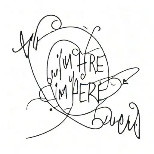 Minimal Line Art With Im Here Qoutes