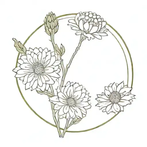 Stamp With Chrysanthemum Bouquet