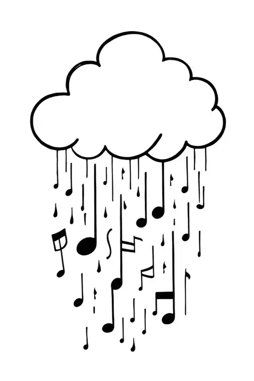 Rain Cloud And Music Notes