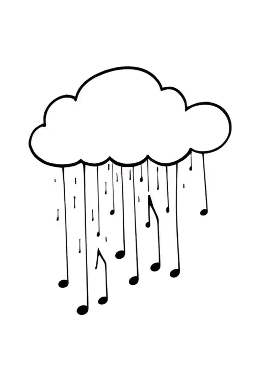 Rain Cloud And Music Notes