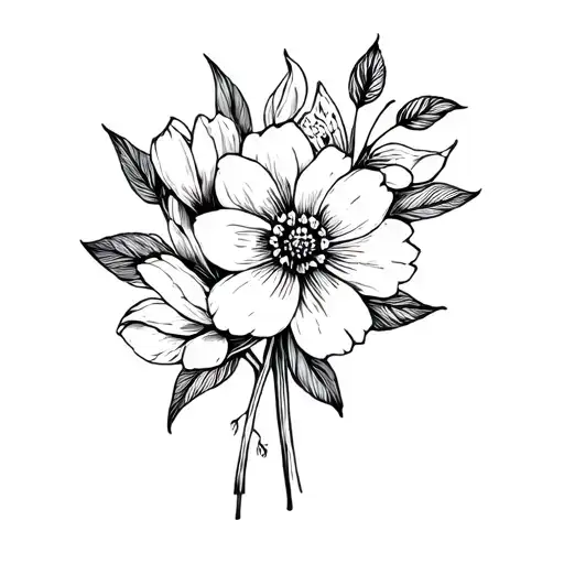 Flowers Intertwined Including The Birth Months Of December June July October And February Tattoo