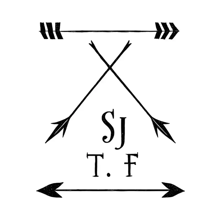 Crossed Arrows With Initials In Gaps S T J F