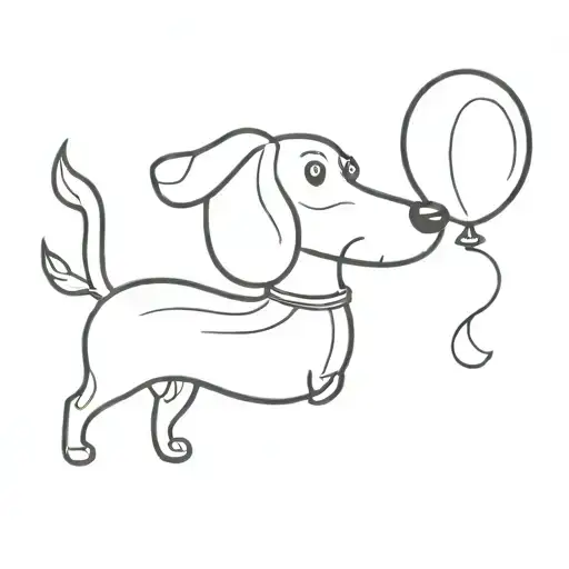 Wiener Dog With Balloon Floating