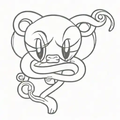 Cartoon Character With Dollar Sign Intertwined