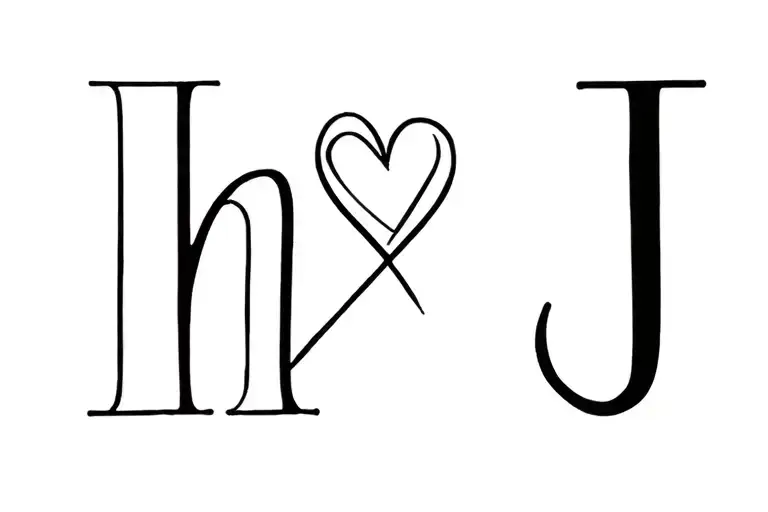 Letters H And J With Heart
