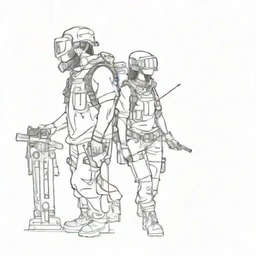 Postapocalyptic Pair Tattoo Design