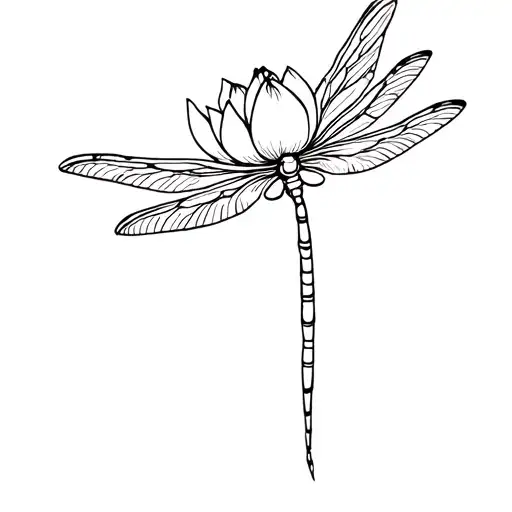 Dragonfly With Lotus On Top