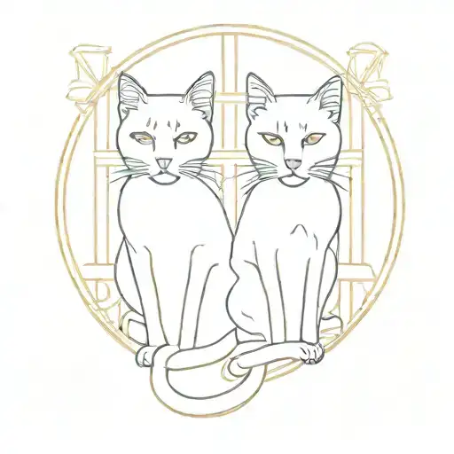 Two Cats At A Window Art Deco Vibes