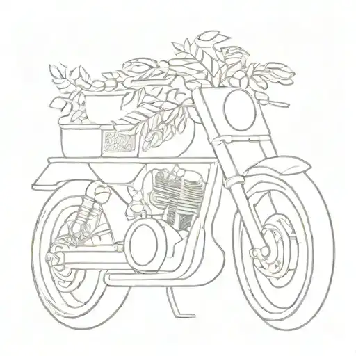 A Minimalist Motorbike Silhouette Filled With Intricate Coffee Plant Patterns