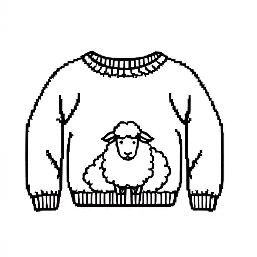 Sweater With Small Sheep In Center Of The Sweater