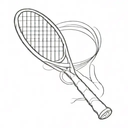 A Minimalist Tattoo Of A Tennis Racket With A Cat Silhouette As The Handle Tattoo