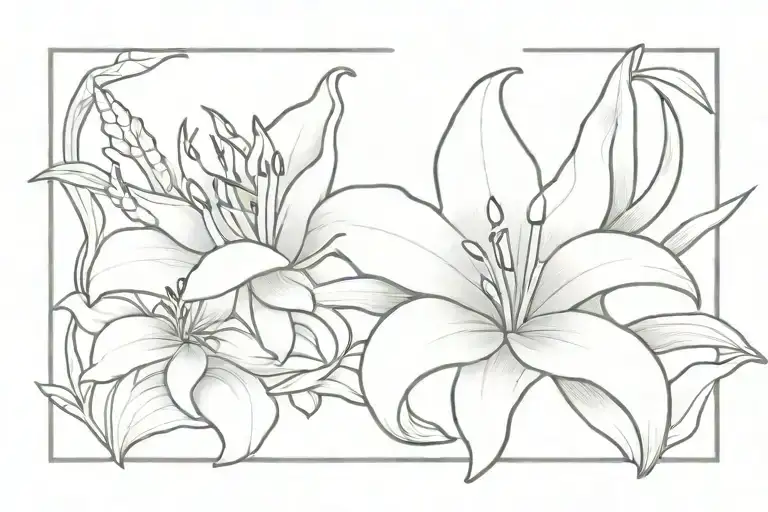 Crab And Conch With Lilies Minimalist Tattoo Design