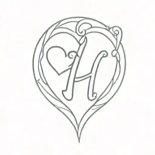 Paw And Heart With Letter H